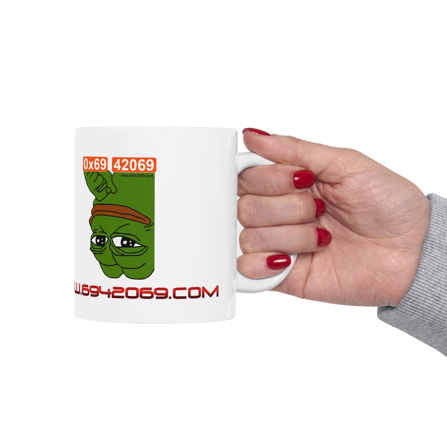 Inverted Pepe Ceramic Mug, (11oz)