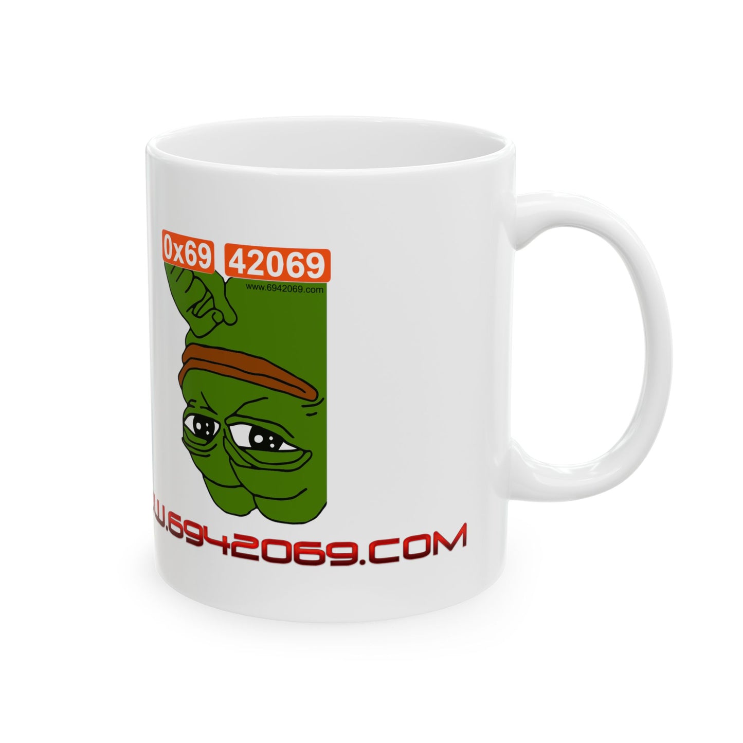 Inverted Pepe Ceramic Mug, (11oz)