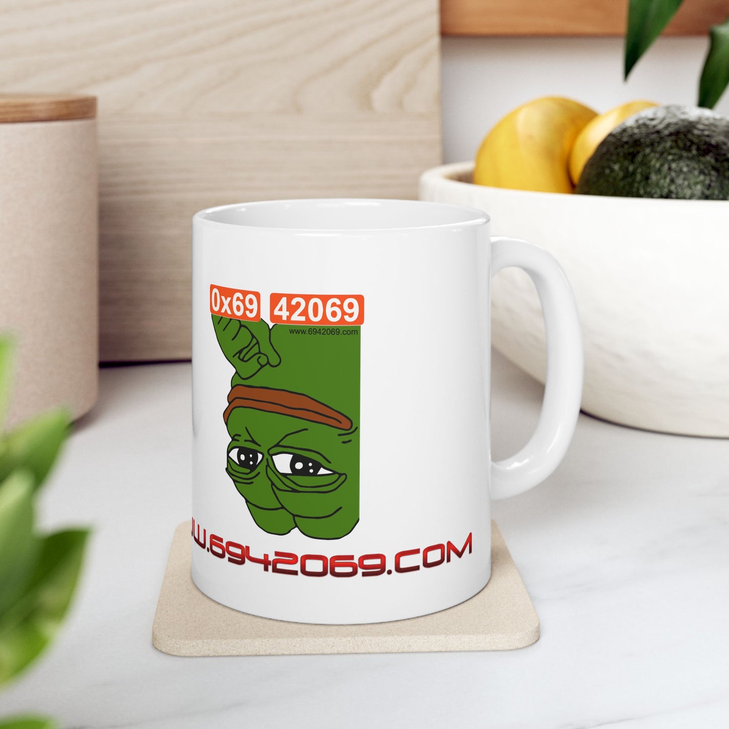 Inverted Pepe Ceramic Mug, (11oz)