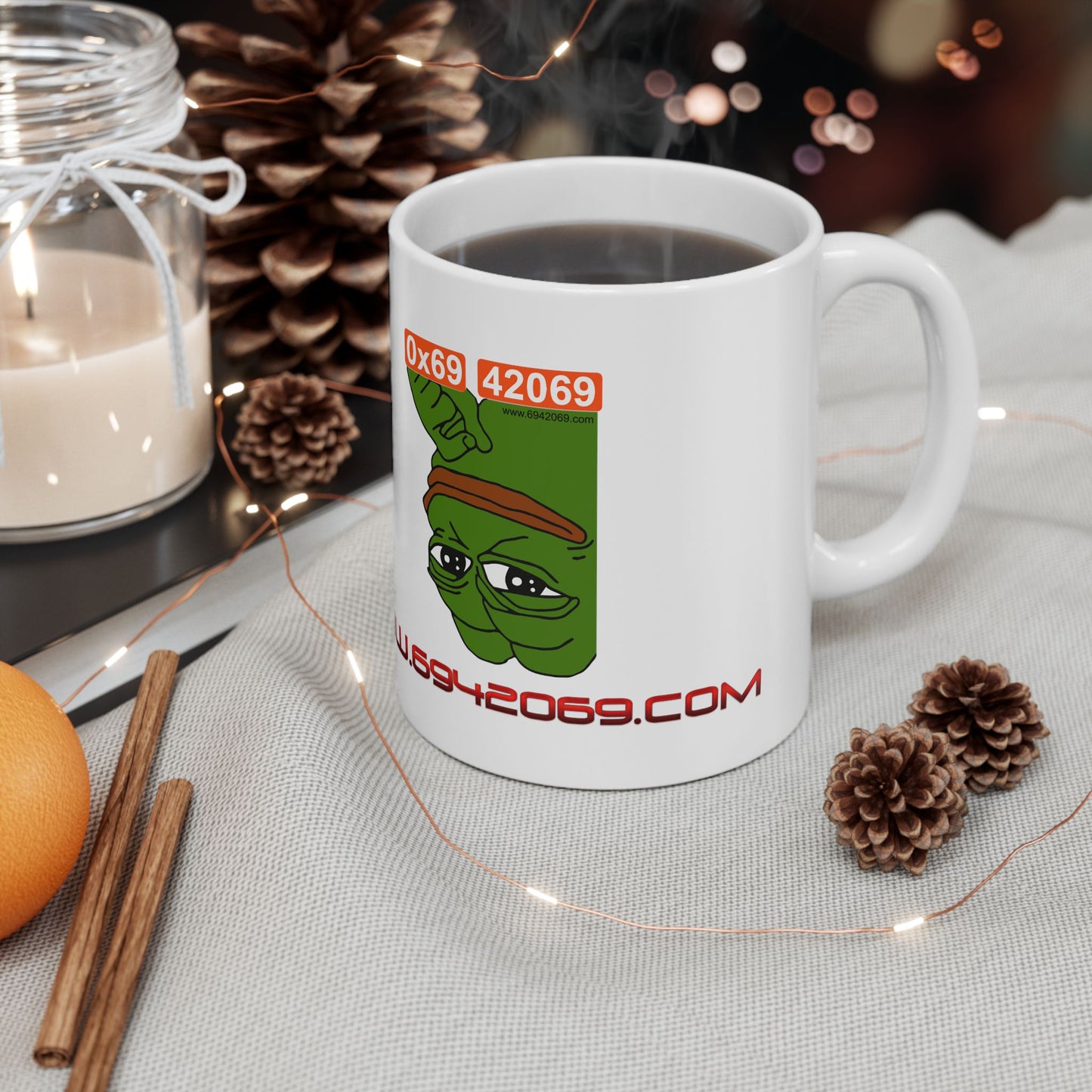 Inverted Pepe Ceramic Mug, (11oz)
